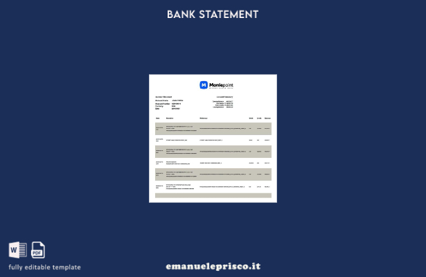 modello word di estratto conto bancario di microfinanza Nigeria Moniepoint in st
